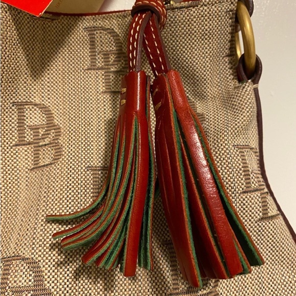 NWT Dooney and Burke Tulip Tassel Tote Handbag - Brand New Brown and Amber - Picture 11 of 12